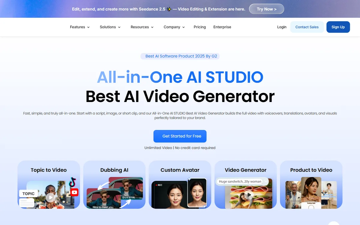 DeepBrain AI official website first-screen screenshot, captured September 5, 2026.