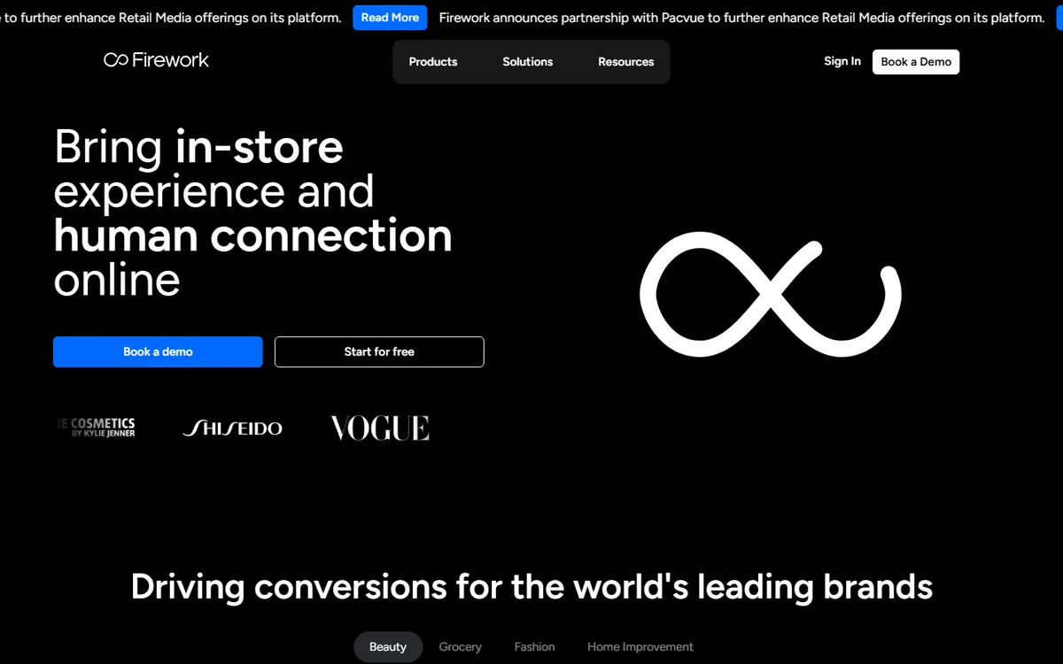 Firework official website first-screen screenshot, captured September 5, 2026.